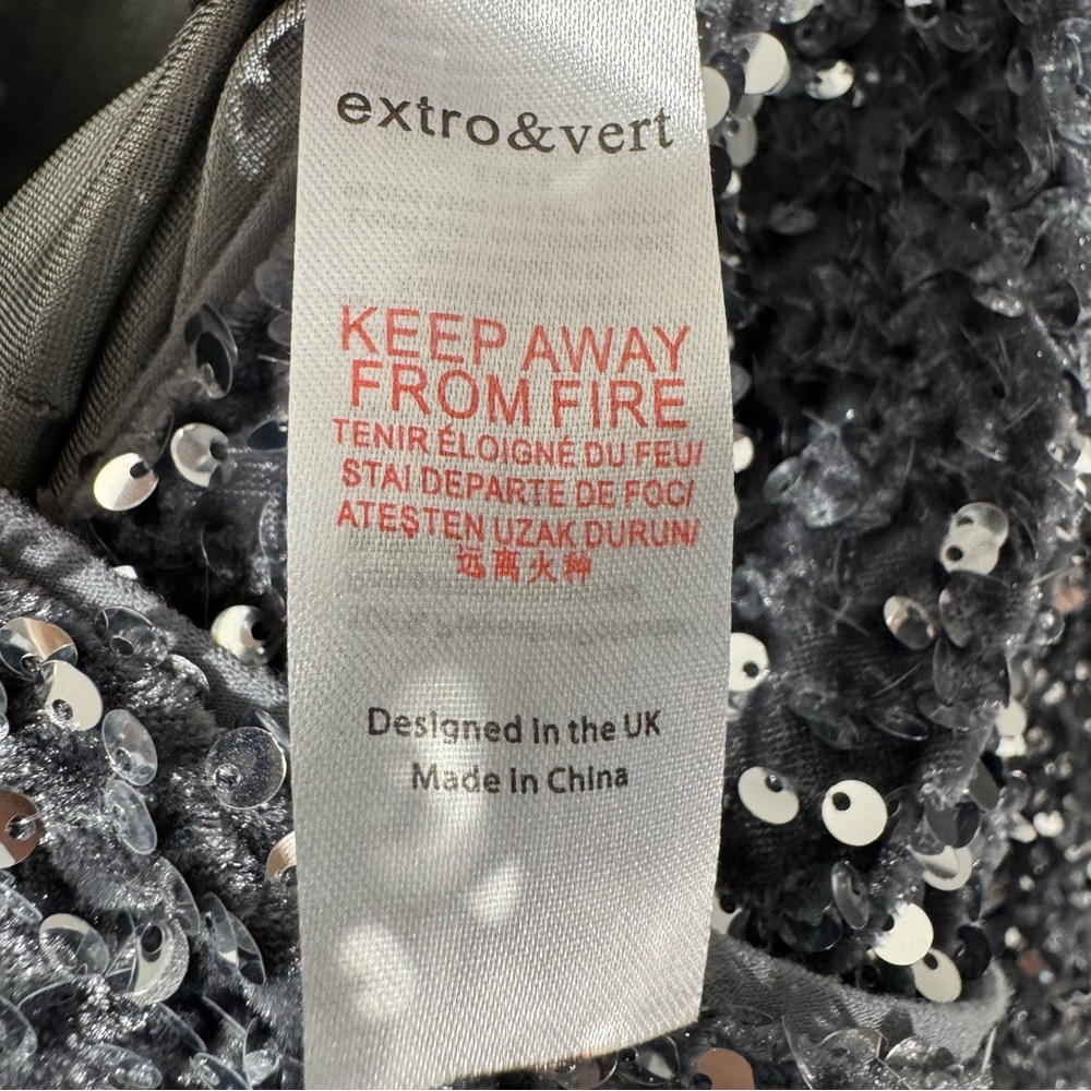 Extro&Vert Silver Sequin Romper Sparkly Bell Slee… - image 8